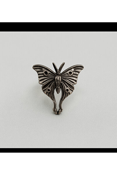 facnspt خاتم قابل للتعديل على شكل فراشة فضية اللون عتيقة