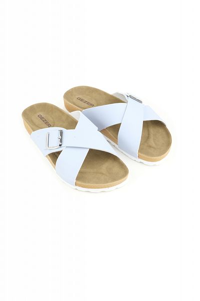 CRACOS Comfortable slippers for women, white, X-shaped strap, size 40, 26 centimeters