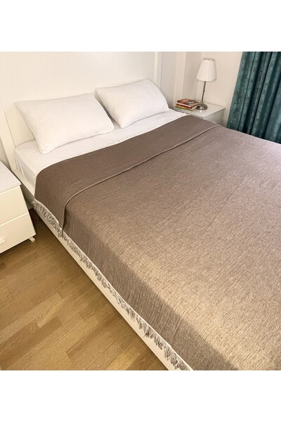 Mujo Home Collection Double Sided Organic Cotton 4 Layer Muslin Pique & Cover – Cream & Brown (Single – 160X220 cm)