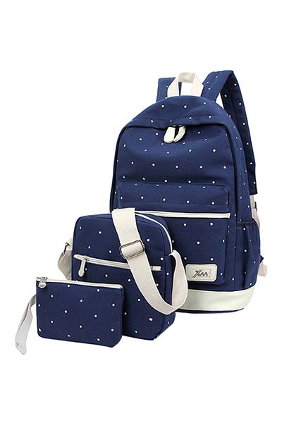 HALAMODO 3 Piece Backpack Set Blue/White