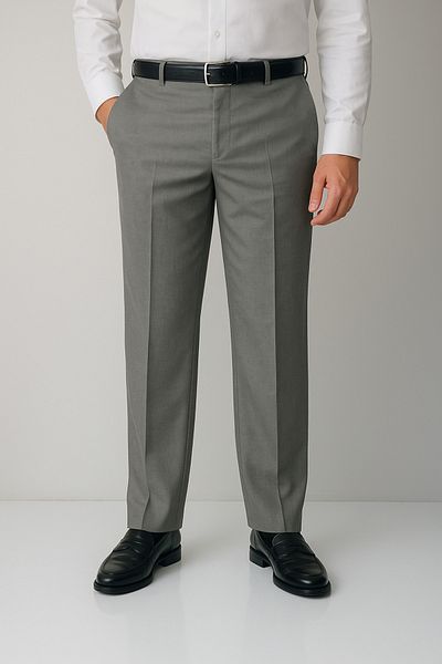 FATELLA Men's Dad Solid Color Comfortable Fit High Waist Classic Fabric Trousers