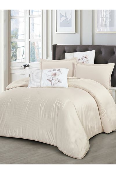 Donetella Duvet Cover Set 4-Pcs Single Size Striped Bed Set160 x 220 Cms Microfiber (Without Filler).
