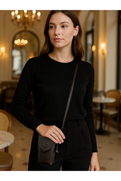 Elory Grace Kadın Deri Kahverengi Su Geçirmez Telefon Cüzdan Askılı Çapraz Om...