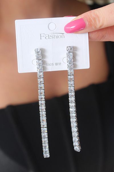 Skygo Silver Color Waterway Zircon Stone Women's Earrings - TJ-BKP7170