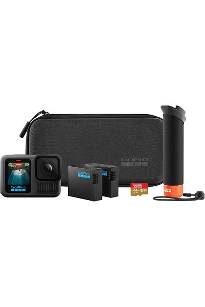 GoPro HERO13 Black Accessory Bundle – 5.3K Video, Enduro Batteries, Floating Grip, 64GB Card, Case