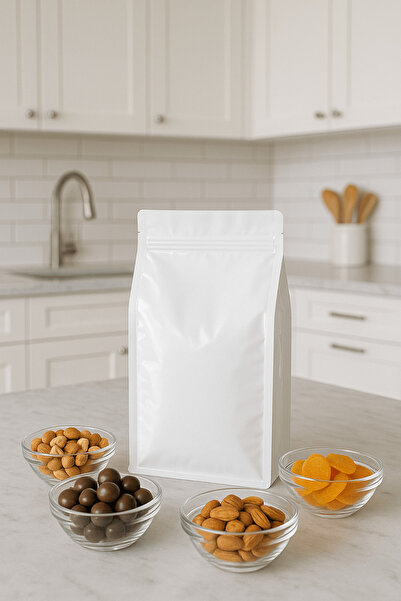 PlasandPlus Flat Bottom Kilitli Doypack Kahve Kuruyemiş Bakliyat Kedi Kumu Yem Saklama Torbası 33x17 cm 25 Adet