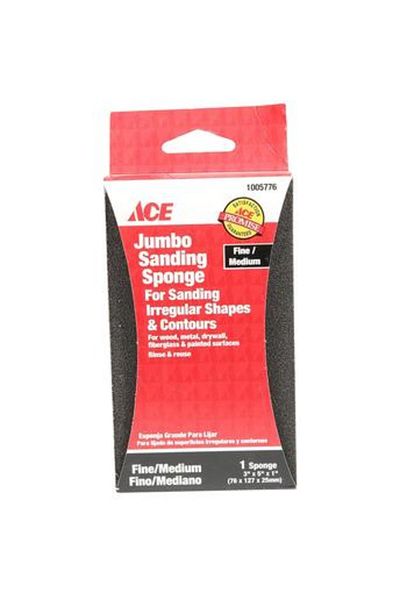 ACE FineMed Dual Surface Jumbo Sanding Sponge (12.7 x 7.6 cm, Black)