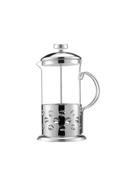 PUFO Infuzor pentru boabe de fasole din sticlă borosilicată, cu mâner și sită tip presare, 600 ml