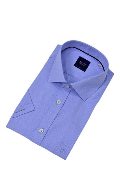 KAMER Men's Classic Dobby Short Sleeve Shirt 9408 Bgl-St04569