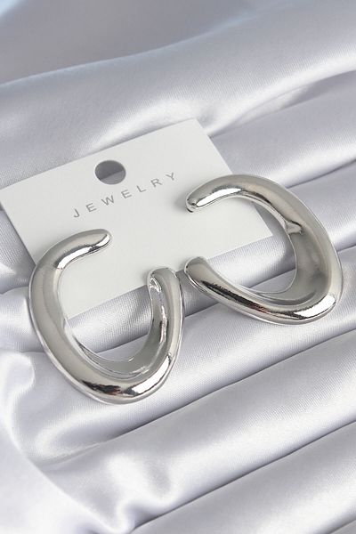 Skygo Brass Silver Color Hoop Model Women's Earrings - TJ-BKP8469