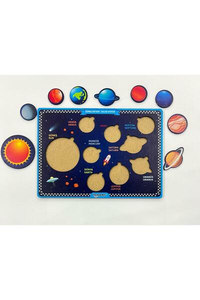 lologames Ahşap Güneş Sistemi Eğitici Bul-tak Oyunu Puzzle - Yapboz
