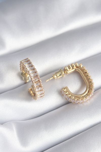 Skygo Brass Gold Color Zircon Stone Women's Earrings - TJ-BKP8416