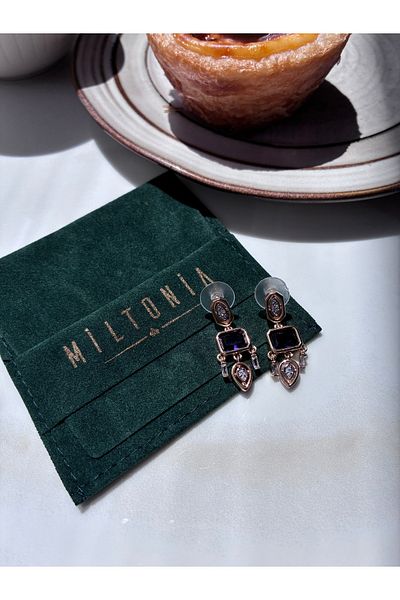 Miltonia Purple Baguette Stone Dangle Stylish Anti-Tarnish Earrings
