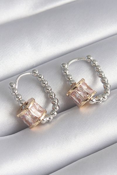 Skygo Brass Silver Color Top Model Gold Color Zircon Stone Women's Earrings - TJ-BKP8494