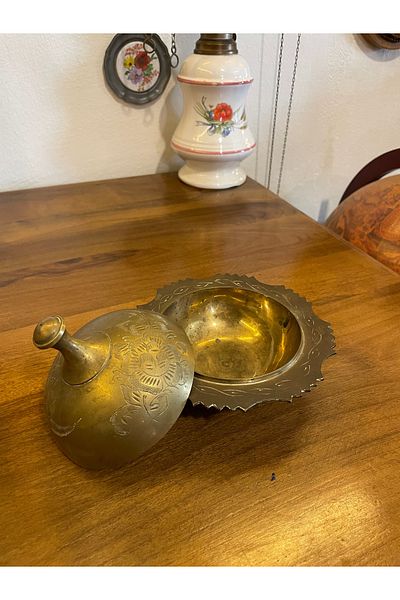 ANTİKA AYAL Antique Solid Brass Sugar Bowl