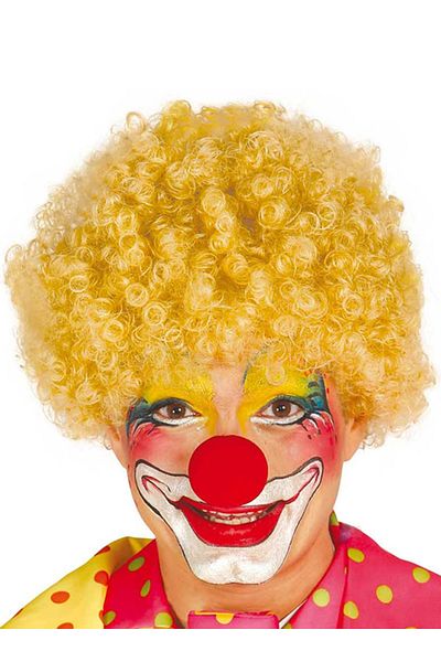 Emperium Yellow Color Curly Afro Bonus Wig Toupees Hair and Red Nose Set (5122)