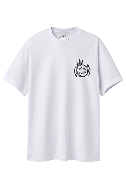 Velvoria Μπλουζάκι Unisex oversized Streetwear με τύπωμα σε λευκό χρώμα