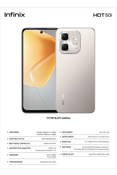 Helix Infinix HOT 50I X6531B 256+4 Titanium Grey