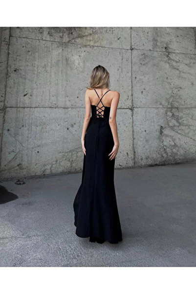 Nika Fashion Göğüs Drapeli Yırtmaçlı Elbise