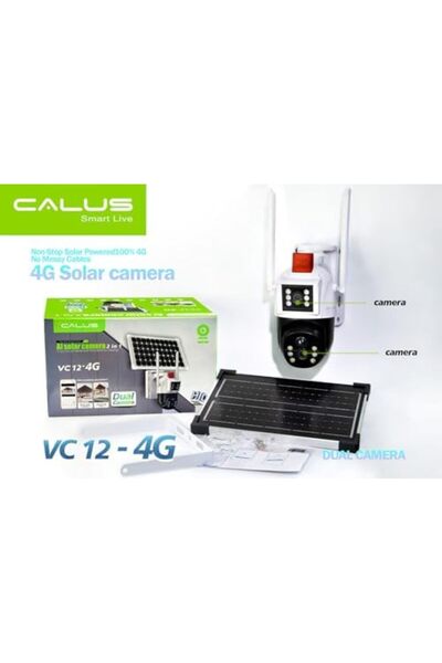 Generic Calus Solar-Powered Security Camera, Dual-Lens PTZ with 360° Coverage, Solar Panel Mount, Wireless