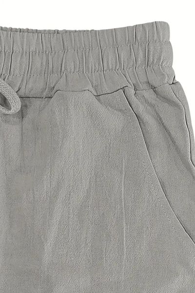 Tarz Cool Ανδρικό ασημί Relaxed Fit Βαμβακερό λινό παντελόνι