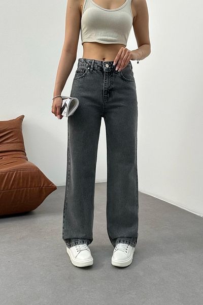 BİKELİFE Women's Smoked High Waist Wide Leg Jeans