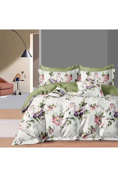 NufJoy Double Bed Linen, Economy, ®, 4 Pieces, Bed Sheet 230x250 Cm, Vernil Flowers