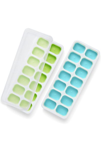 Bukate Set of 2 Bukate® Silicone Ice Trays with Lids, Reusable, 14 Compartments