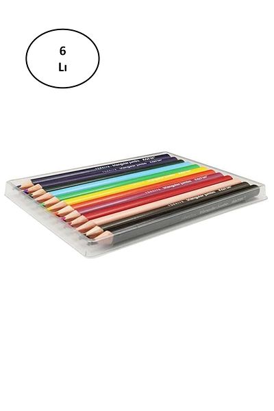 PRATİKOBA Fatih Jumbo Triangle Triangular Curry Pen 12 Colors Set of 6