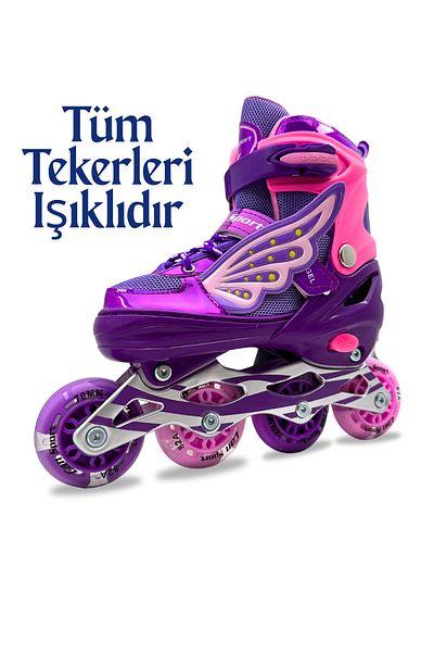 İMVULA Professional Angel Wing Lighted Silicone Wheels Adjustable Child-Adult Roller Skates
