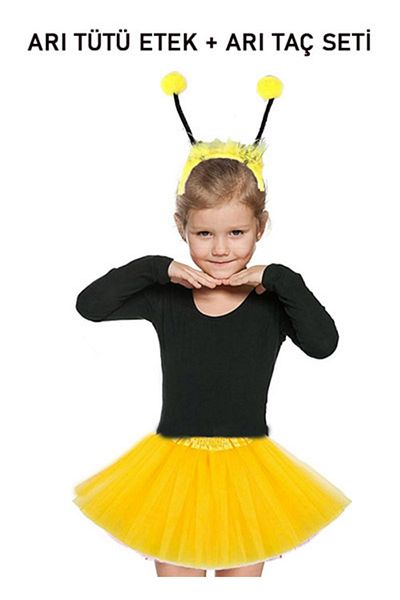 Emperium Yellow Bee Tutu Skirt and Yellow Pompom Bee Crown Set for Shows (5122)