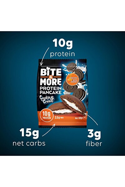bite & more Protein Pancake — Cookies & Cream (Oreo) Filling, No Sugar Added, 50 g x 12