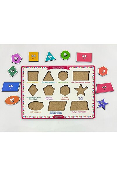 lologames Ahşap Geometrik Şekiller Eğitici Bul-Tak Oyunu Puzzle - Yapboz