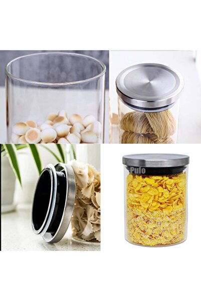 PUFO borosilicate glass container for sugar, coffee, tea or spices, with airtight lid, 1 L