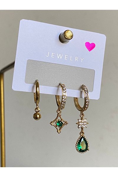 Çelik Set of 3 Hürrem Steel Earrings