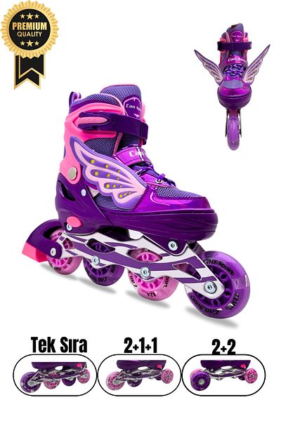 İMVULA Professional Angel Wing Lighted Silicone Wheels Adjustable Child-Adult Roller Skates
