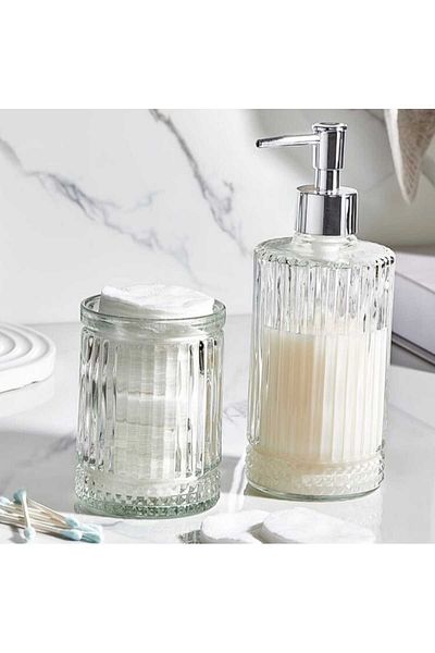 ALİNA HOME 2-Pack Glass Liquid Soap Dispenser and Toothbrush Holder