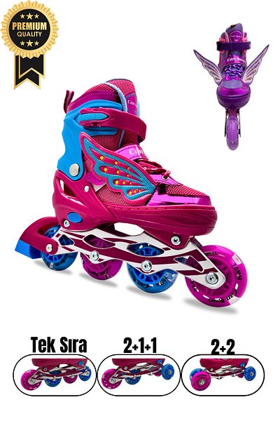 İMVULA Professional Angel Wing Lighted Silicone Wheels Adjustable Child-Adult Roller Skates