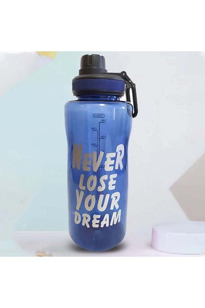 PUFO Motivational Graduated Water Bottle For Sports, Fitness, Training, 1 L, Navy Blue