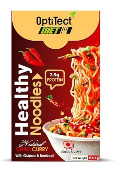 OptiTect Curry Noodles with Quinoa & Beetroot - 117.5g, Rich in Fiber & Protein