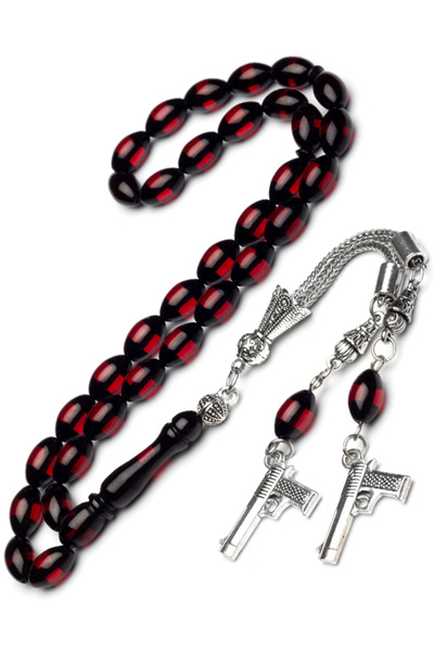 OTTOTESBİH Men's 7X11Mm Red Vernier Powder Amber Rosary