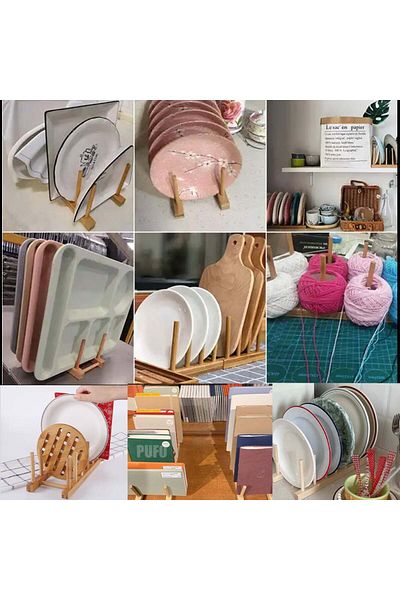 PUFO Wooden Stand For Organizing And Storing Plates And Dishes, 39 X 12 Cm