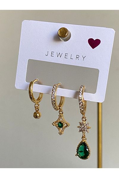 Çelik Set of 3 Hürrem Steel Earrings