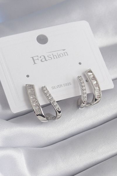 Skygo Brass Silver Color Zircon Stone Women's Earrings - TJ-BKP8447