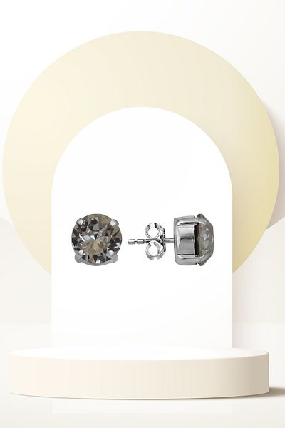 Swaroski Zirconia Crystal Stone Ss Nail Studded Earrings