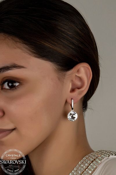 Swaroski White Dangle Earrings with Zirconia Crystal Stones