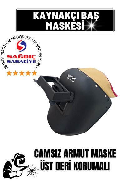 Sağdıç Saraciye Kaynakçı Armut Tip Baş Kaynak Maskesi Camsız Üst Deri Korumalı