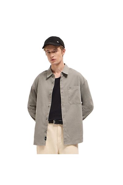 The Bear House Men's Grey Solid Relax Fit Overshirt for Every Occasion