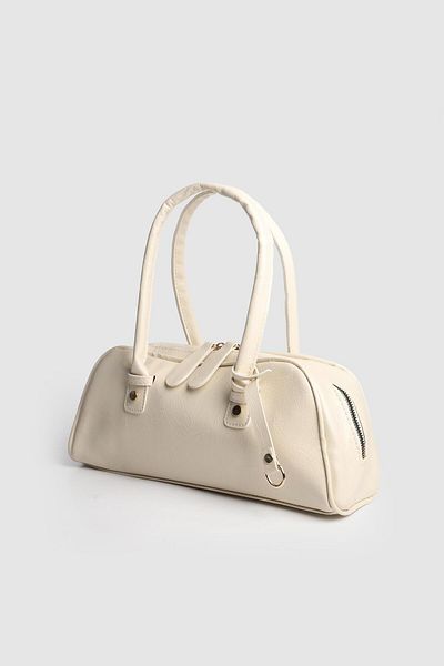 La La'Graccio Paris La'Graccio Paris Women's Leona Patent Leather Baguette Bag Wrinkled Cream Patent Leather