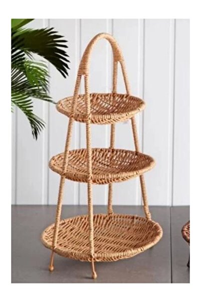 GÖNÜL MUTFAK سلة بلاستيكية مضفرة من القش من جونيل GNL 3707 بثلاث طبقات 42 سم